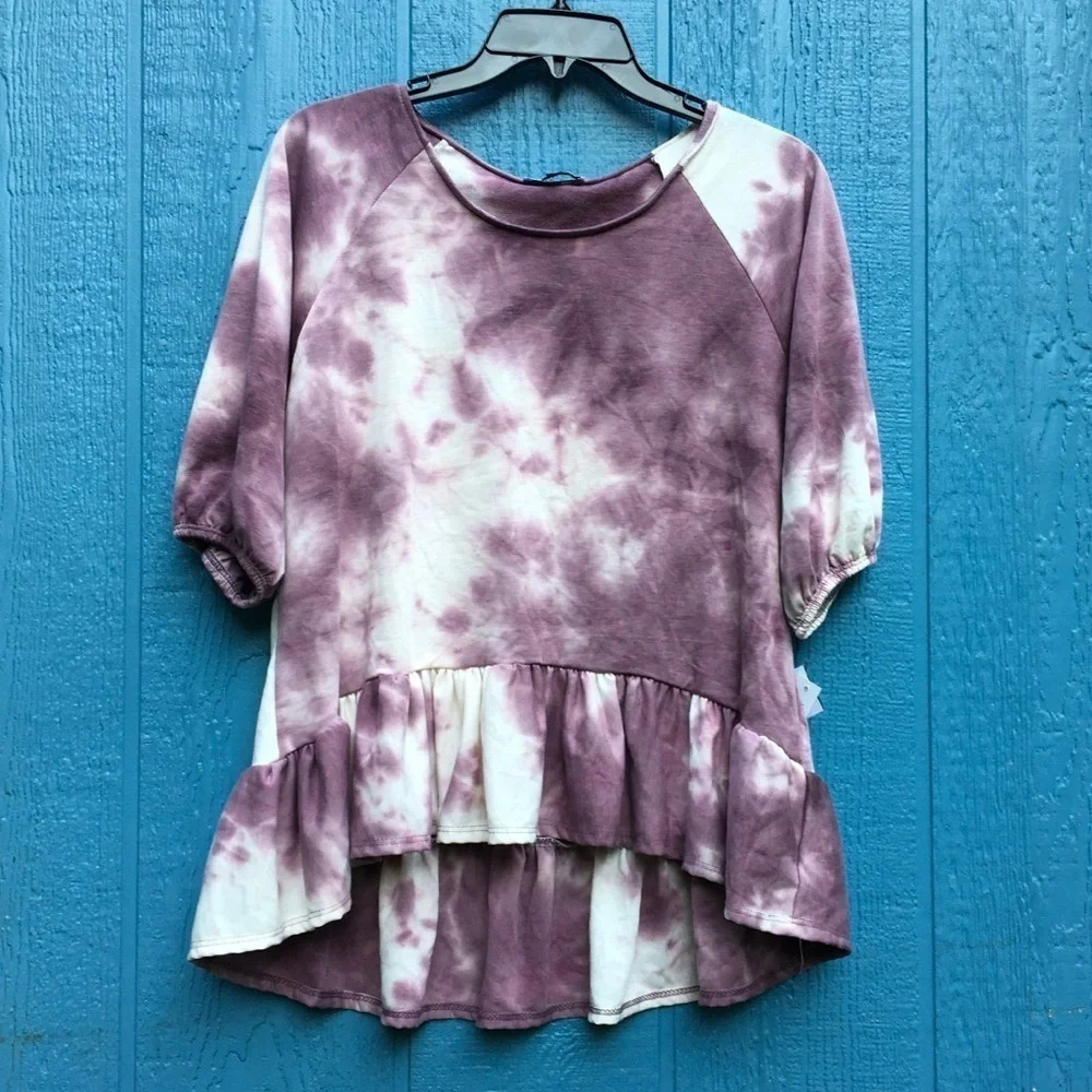 Thyme & Honey Plum Tie Dye Drop Waist Tunic Women’s Size Medium NWT